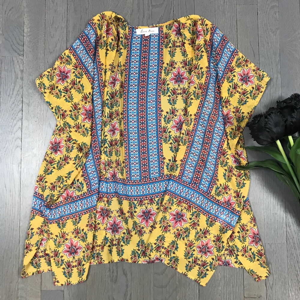 Floral Yellow and Blue Women's Top